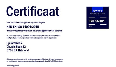Spirotech ISO 14001 - TUV Zertifikat