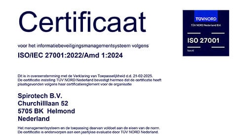 TUV Zertifikat ISO 27001 - Spirotech