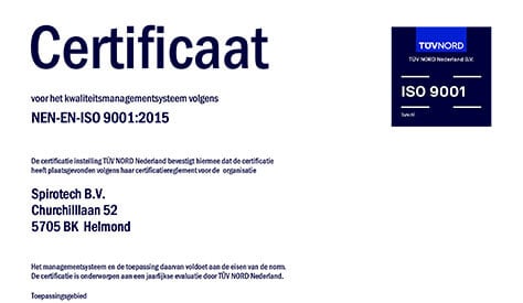 Spirotech ISO 9001 - TUV Zertifikat
