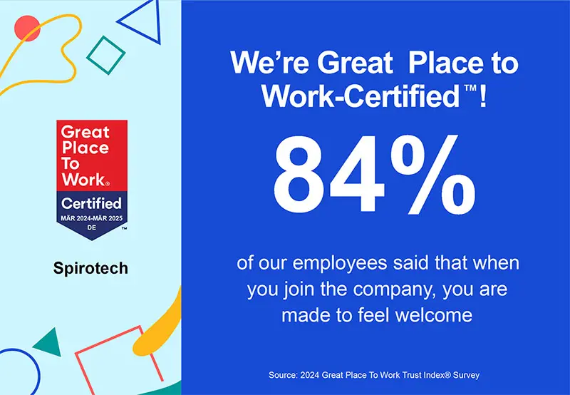 Spirotech wurde zum vierten Mal in Folge als Great Place To Work® zertifiziert. 